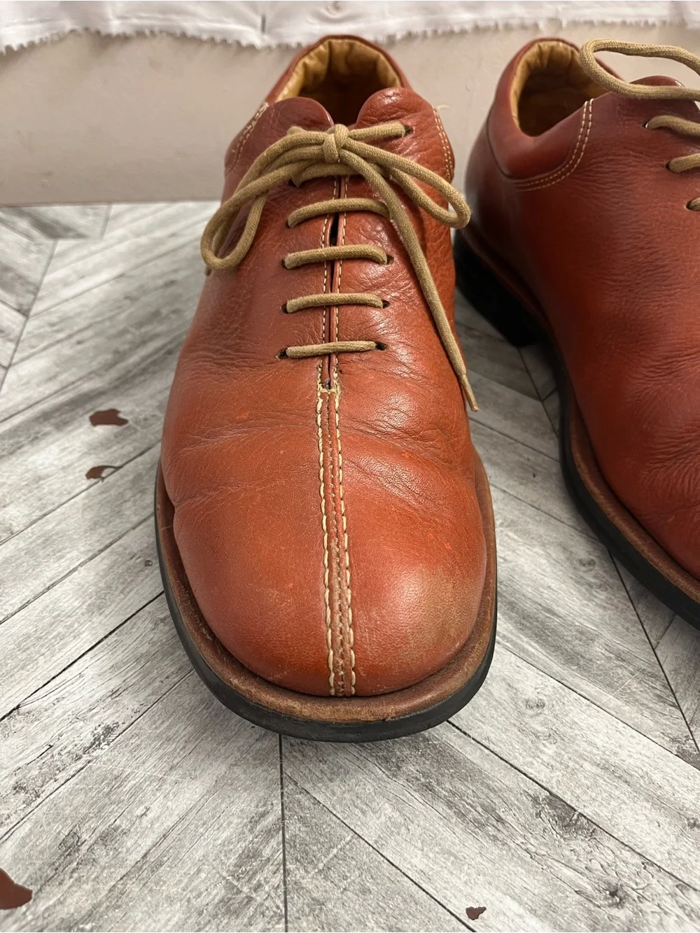 Sandro Men's Leather Lace-Up Oxfords in Warm Chestnut